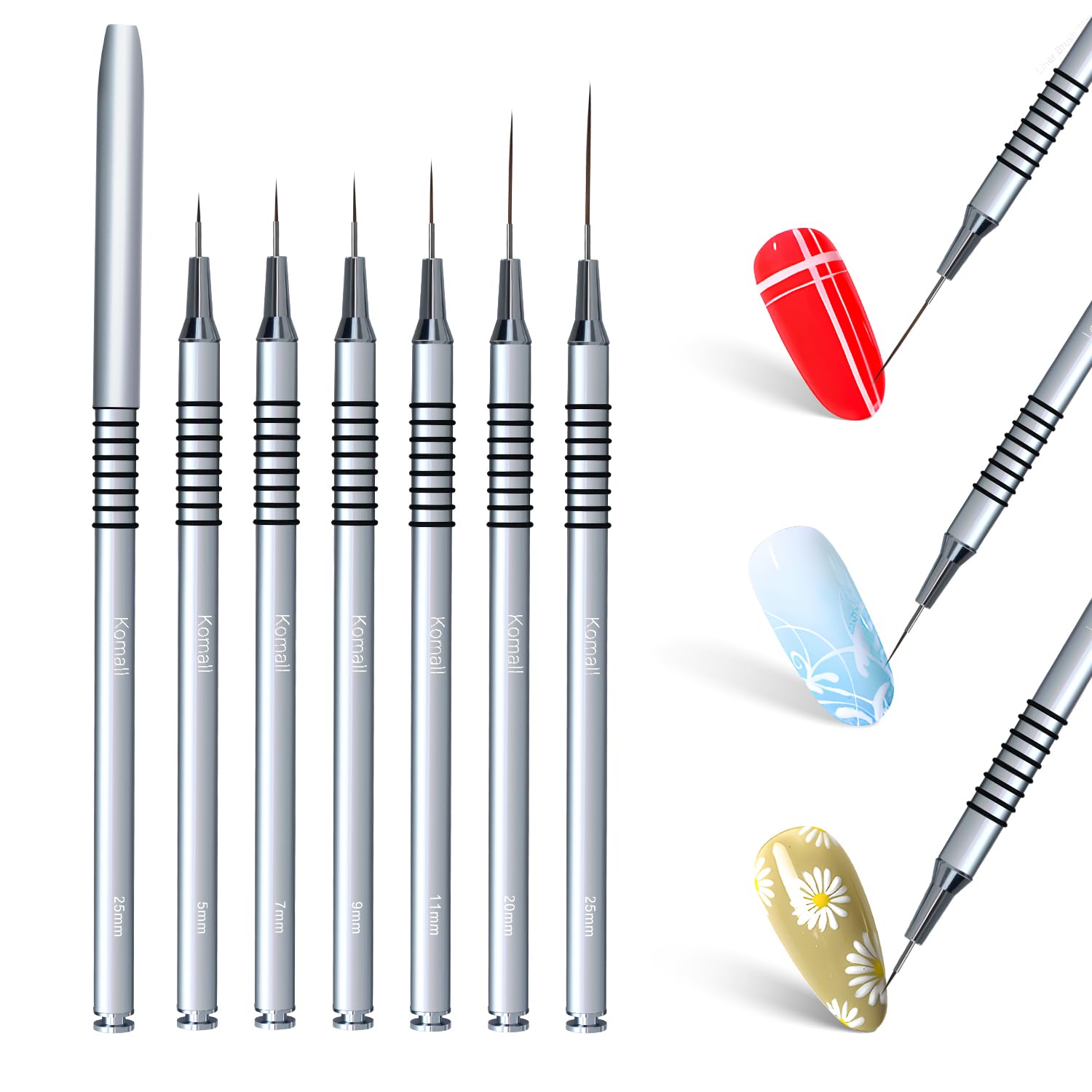 Mango metálico Komall ergonómico para un control cómodo durante la manicura.
