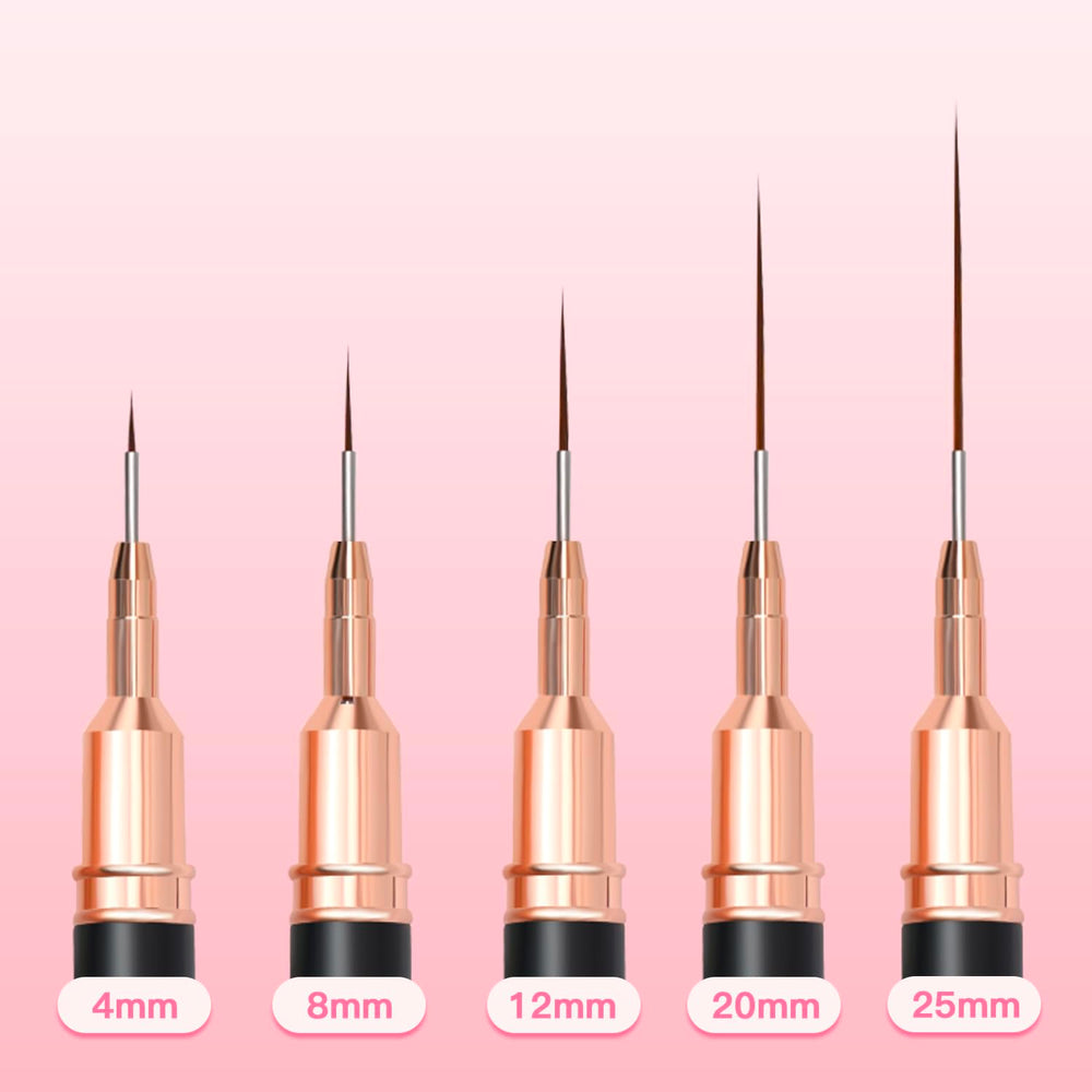 Pincel delineador 12mm Komall para uñas, ideal para líneas finas y patrones.