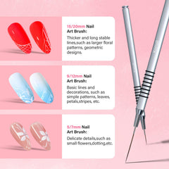 Pincel Komall para gel UV, ideal para arte y líneas finas en uñas.