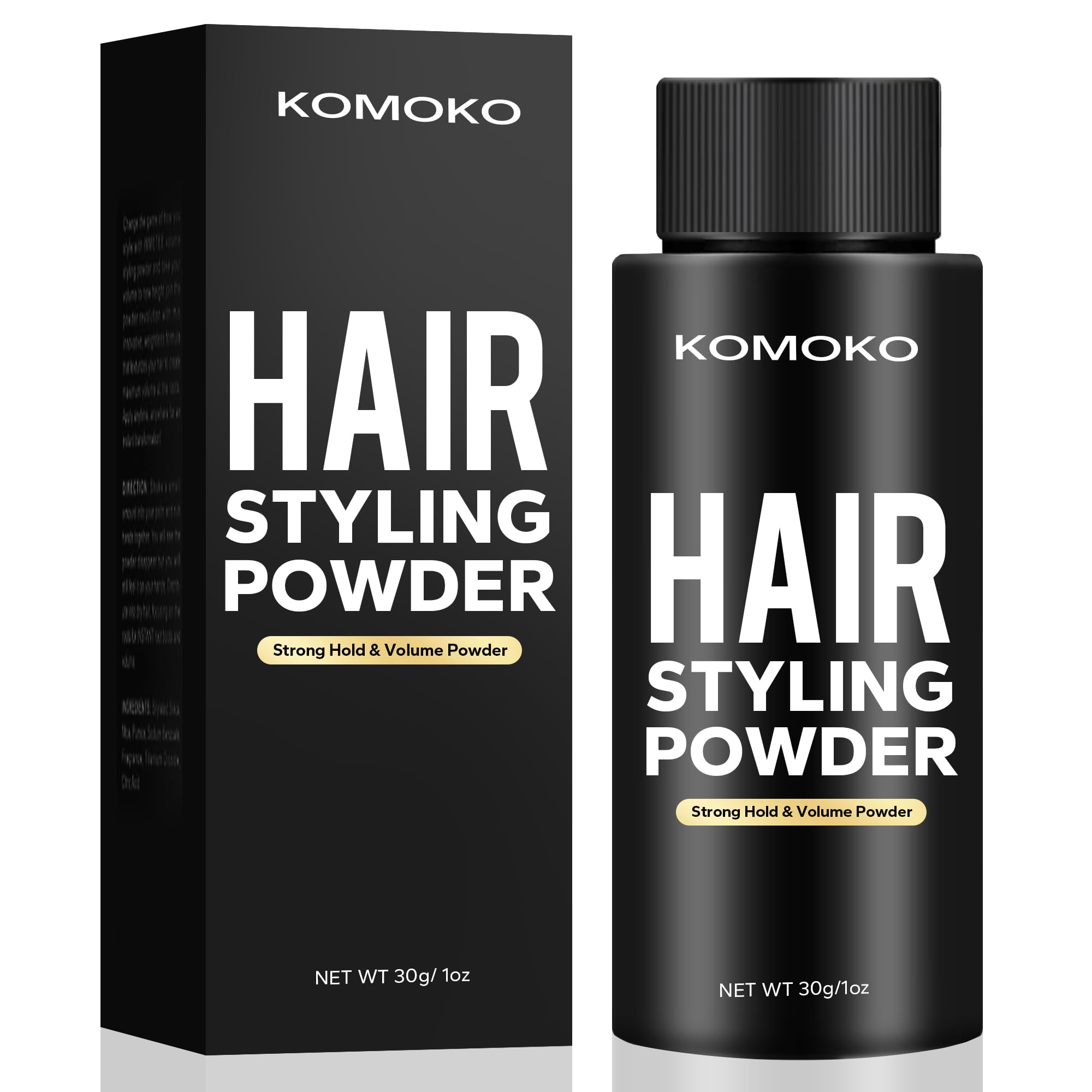 Komoko polvos estilizantes para cabello: empaque compacto para llevar a diario