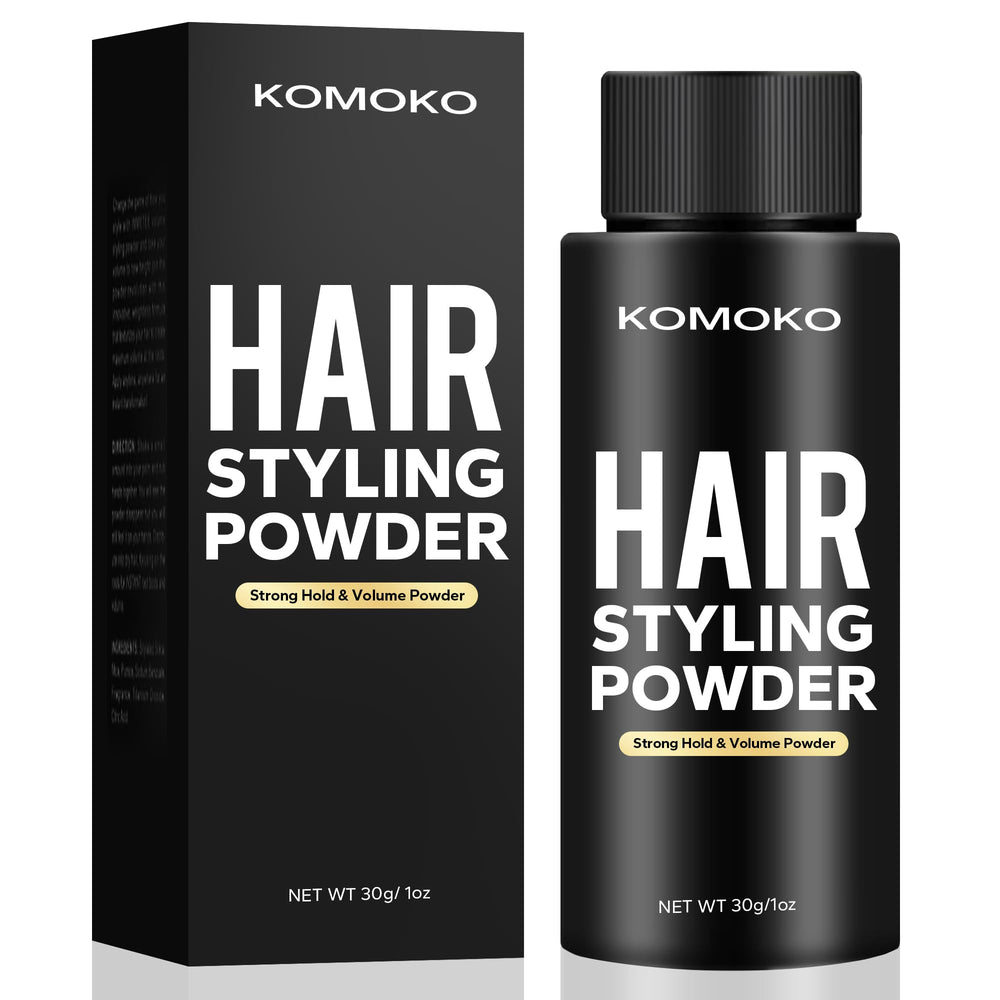 Komoko polvos estilizantes para cabello: empaque compacto para llevar a diario