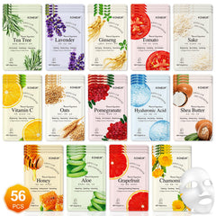 KONEUK 56 Pack Mascarillas Faciales, caja regalo elegante para centro de bienestar en casa