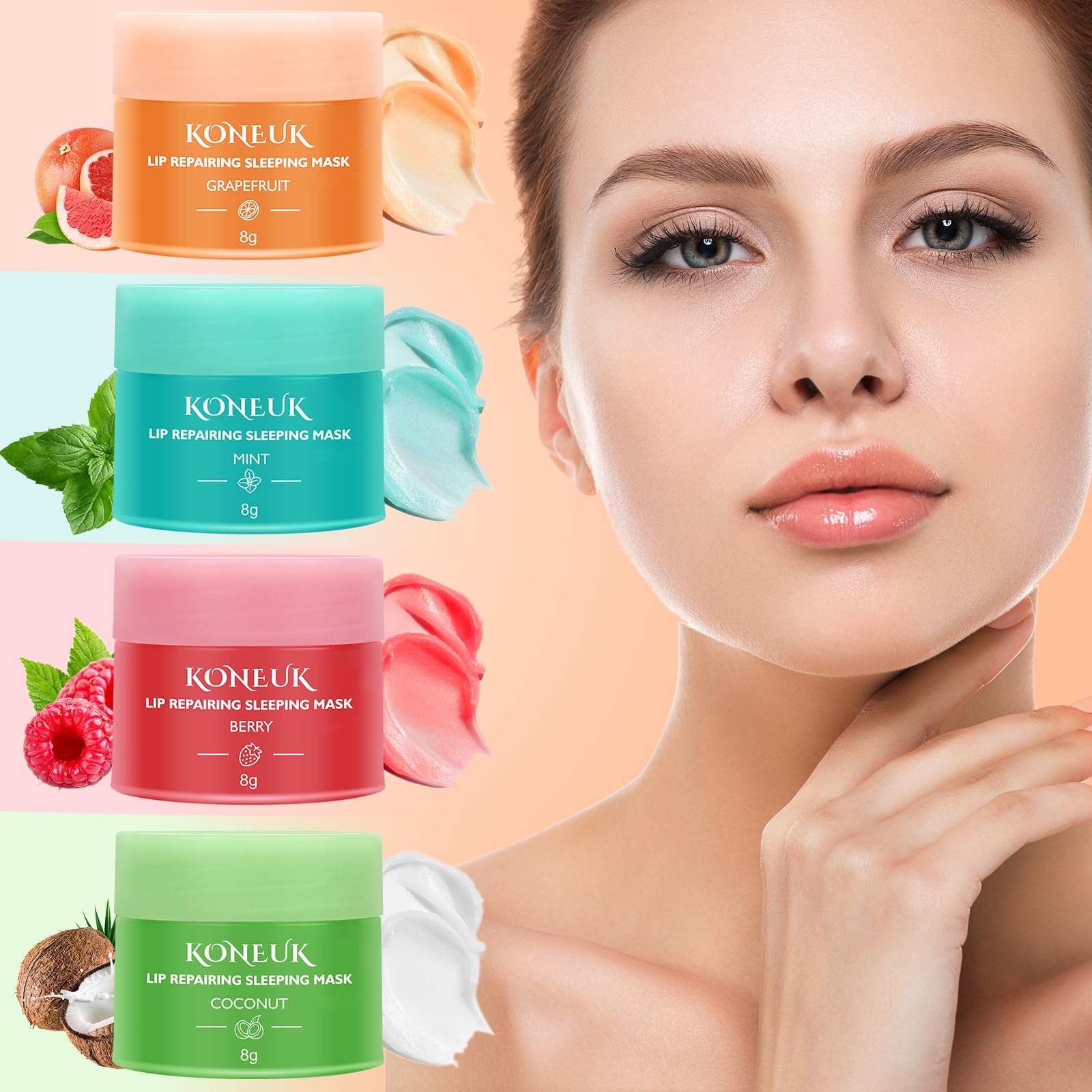 KONEUK caja de regalo con 12 mascarillas labiales para cuidado de labios