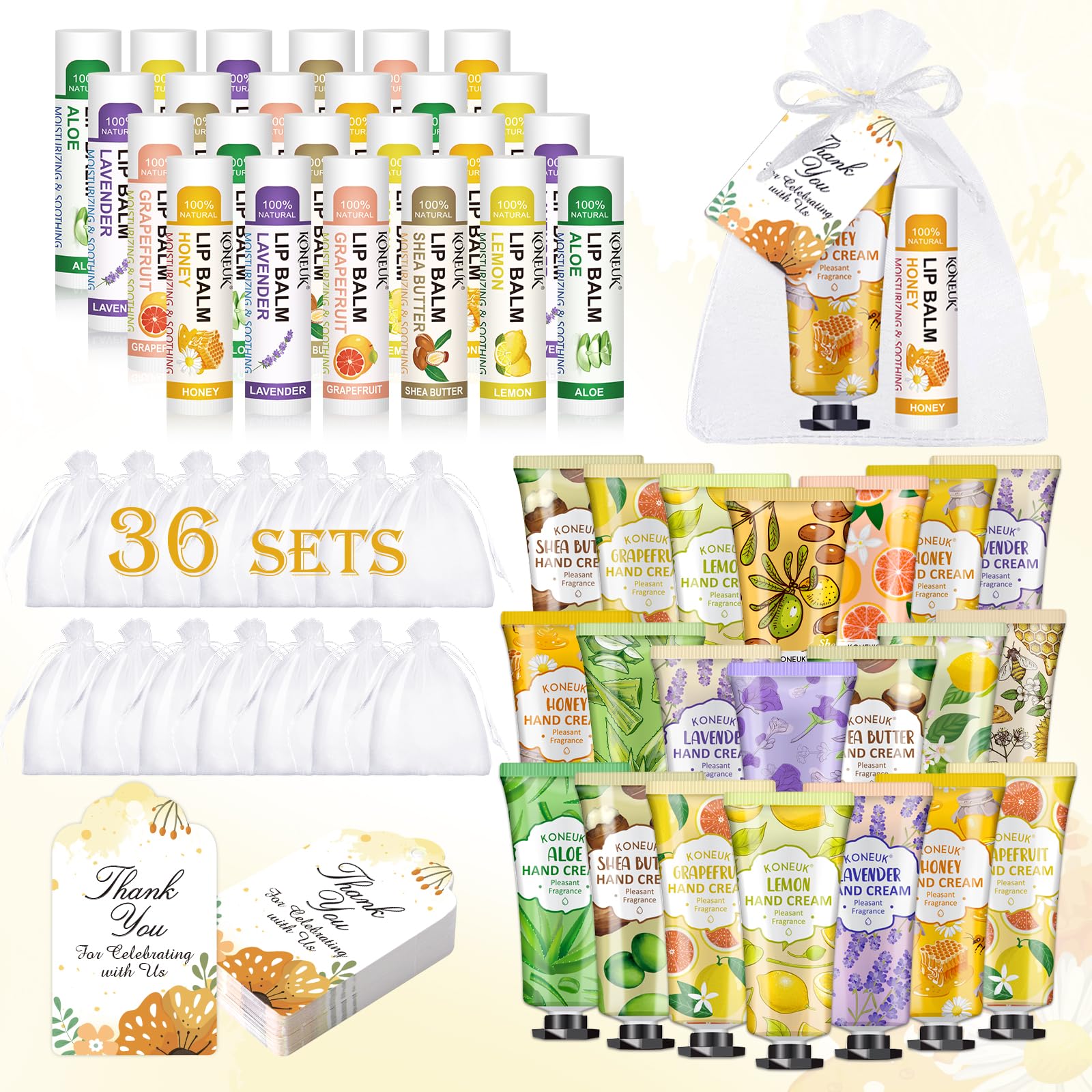 KONEUK crème pour les mains, ensemble 36 paquets, hydratation pratique.