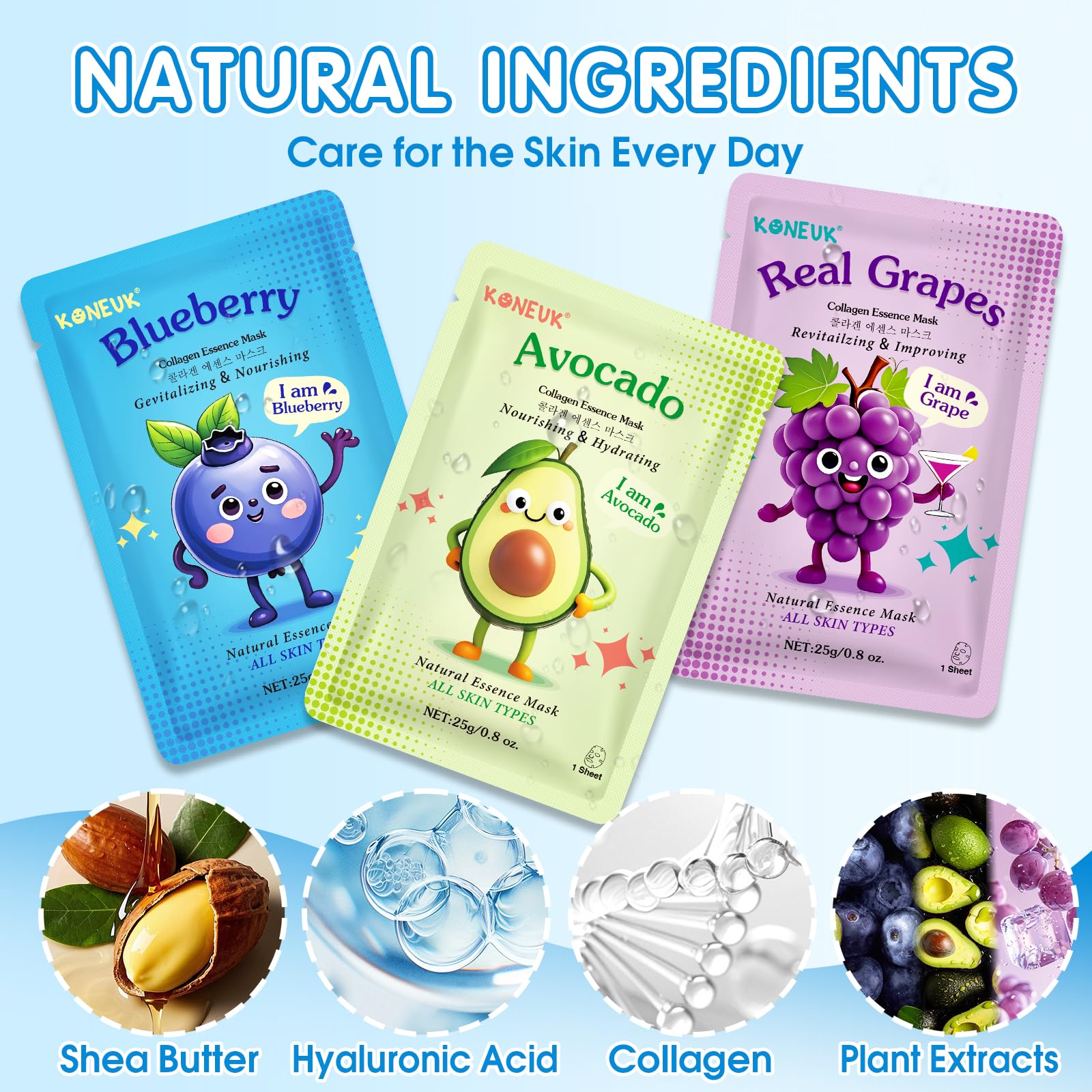 Diseño kawaii de frutas en mascarilla KONEUK, ideal para fiestas.