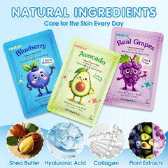 Diseño kawaii de frutas en mascarilla KONEUK, ideal para fiestas.