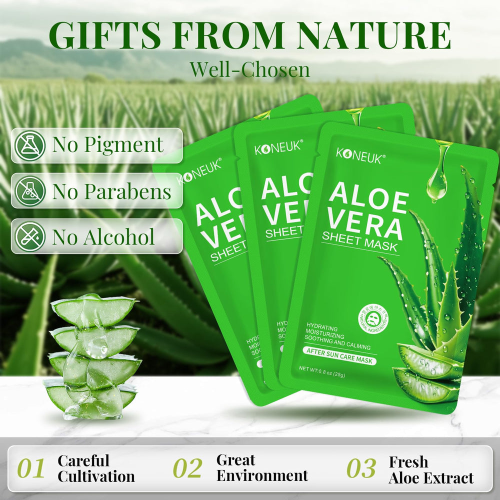 KONEUK mascarilla aloe relajante para piel suave y fresca.