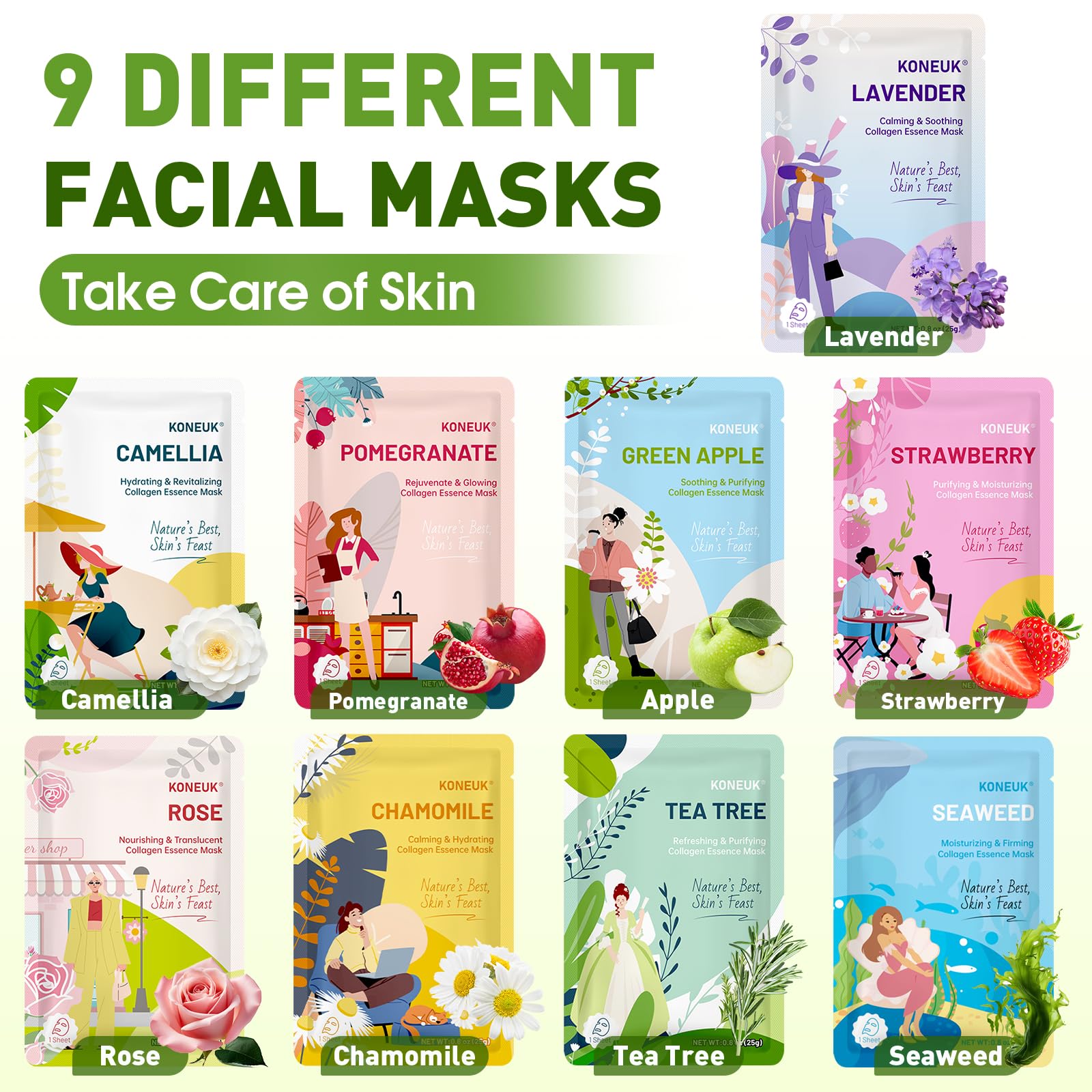 Mascarilla de alga marina de KONEUK para hidratación profunda.
