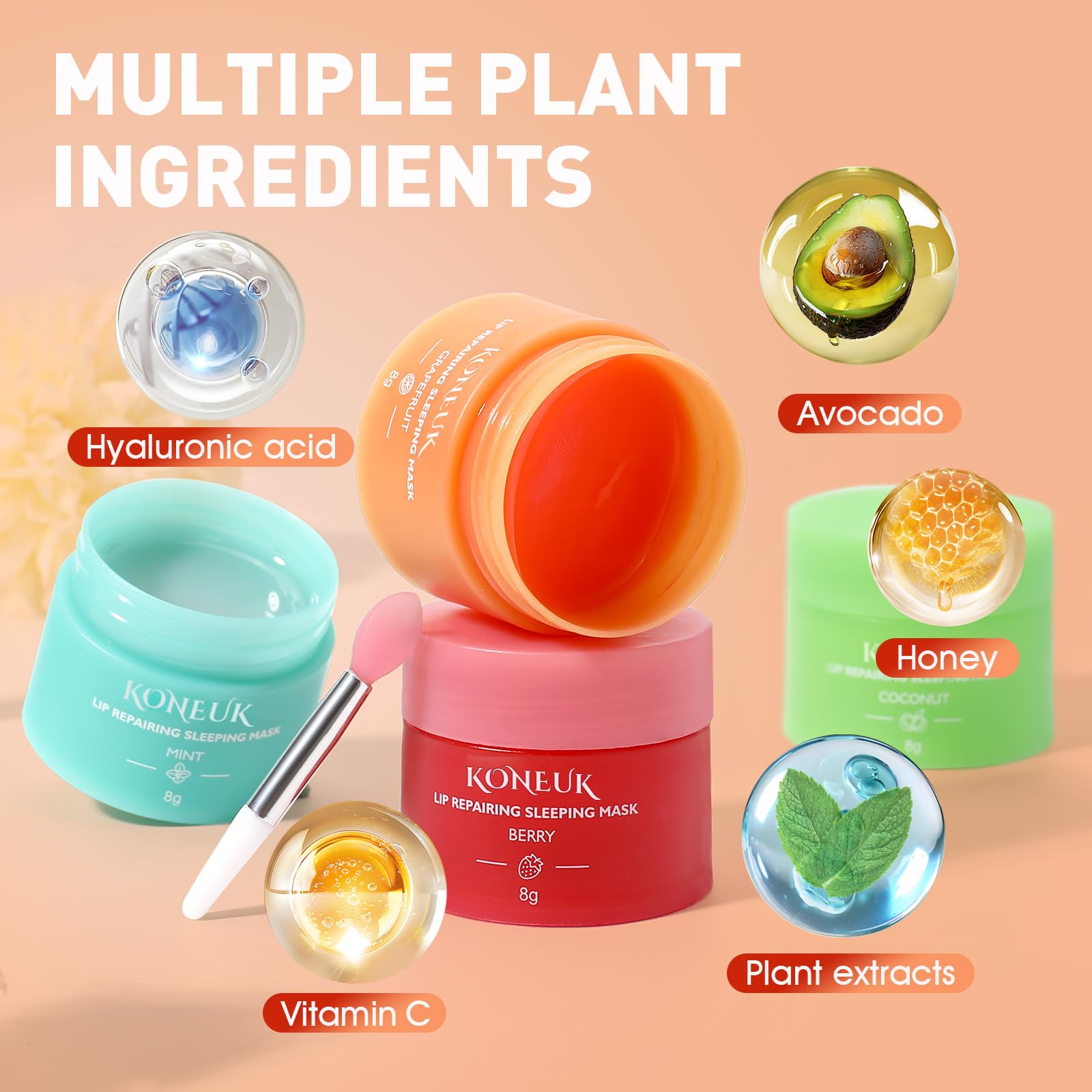 KONEUK mascarilla labial para dormir sabor toronja, nutrición y suavidad