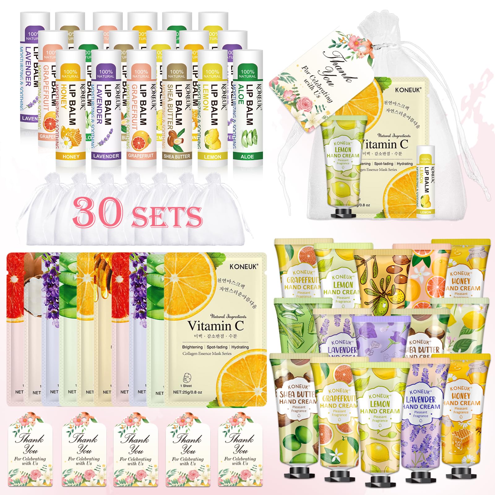 KONEUK mascarillas faciales 30-pack: cuidado facial relajante para momentos especiales
