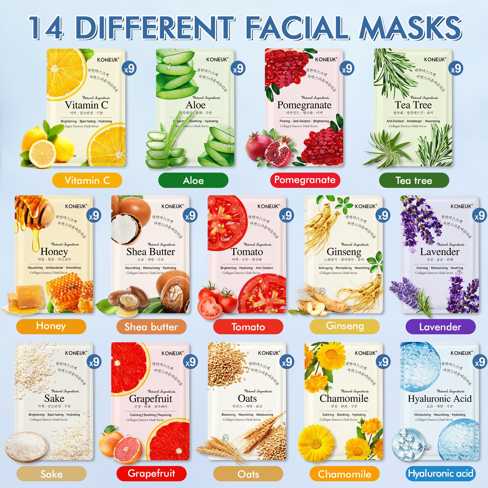 KONEUK masque visage aloès et grenade, hydratation douce