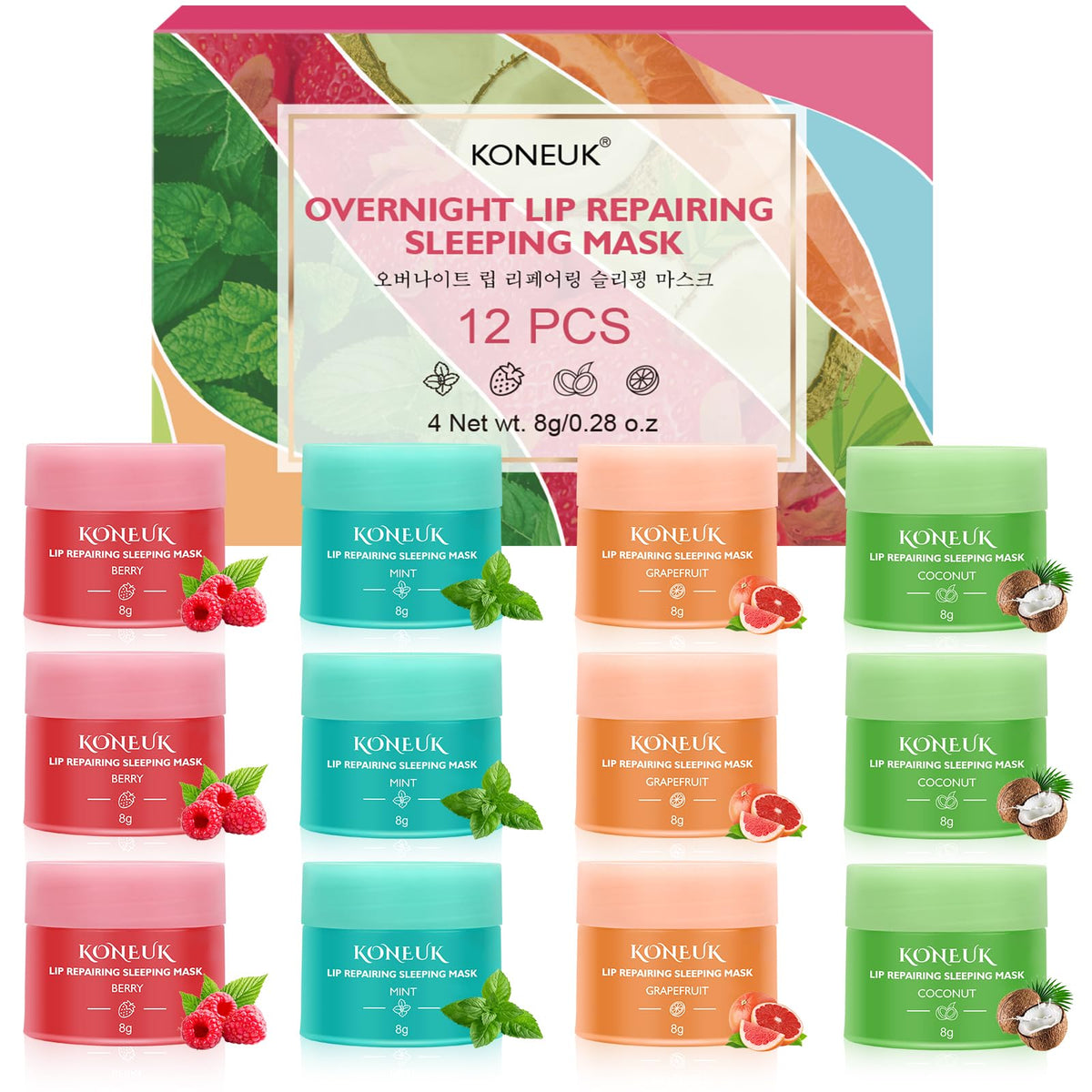 KONEUK set de mascarillas labiales para dormir, hidratación nocturna