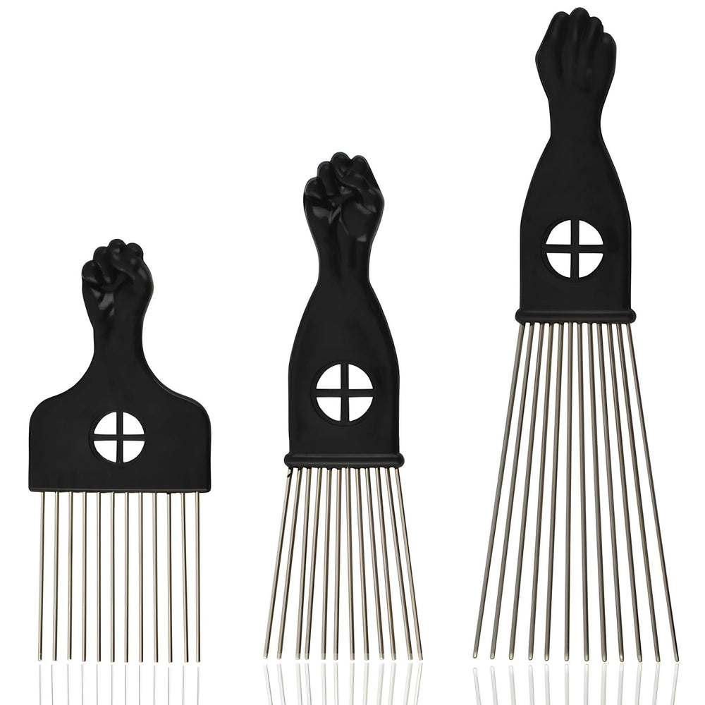 Kootinn triple peine negro, diseño de puño, control preciso para peinados.