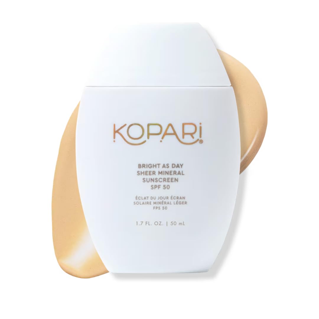 Kopari protector mineral SPF50 en botella, ideal para uso diario.