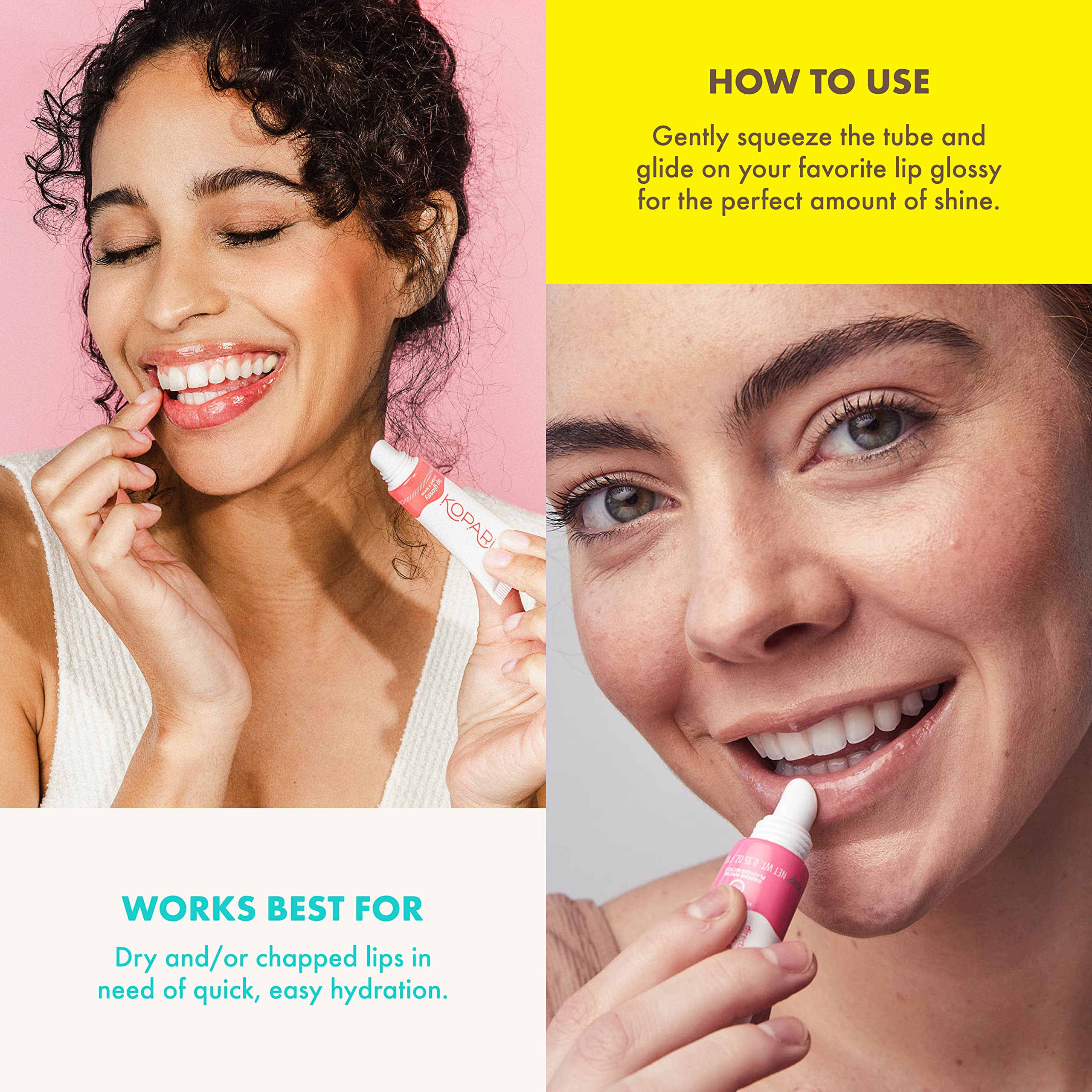 Kopari brillo labial coco hecho en Estados Unidos: fórmula segura para piel sensible.