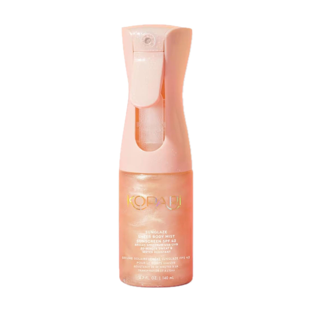 Kopari bruma corporal rose dorado con brillo suave para piel iluminada.