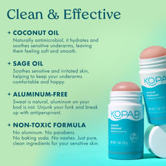 Kopari coco aceite hidratante cuida axilas sensibles durante el uso.