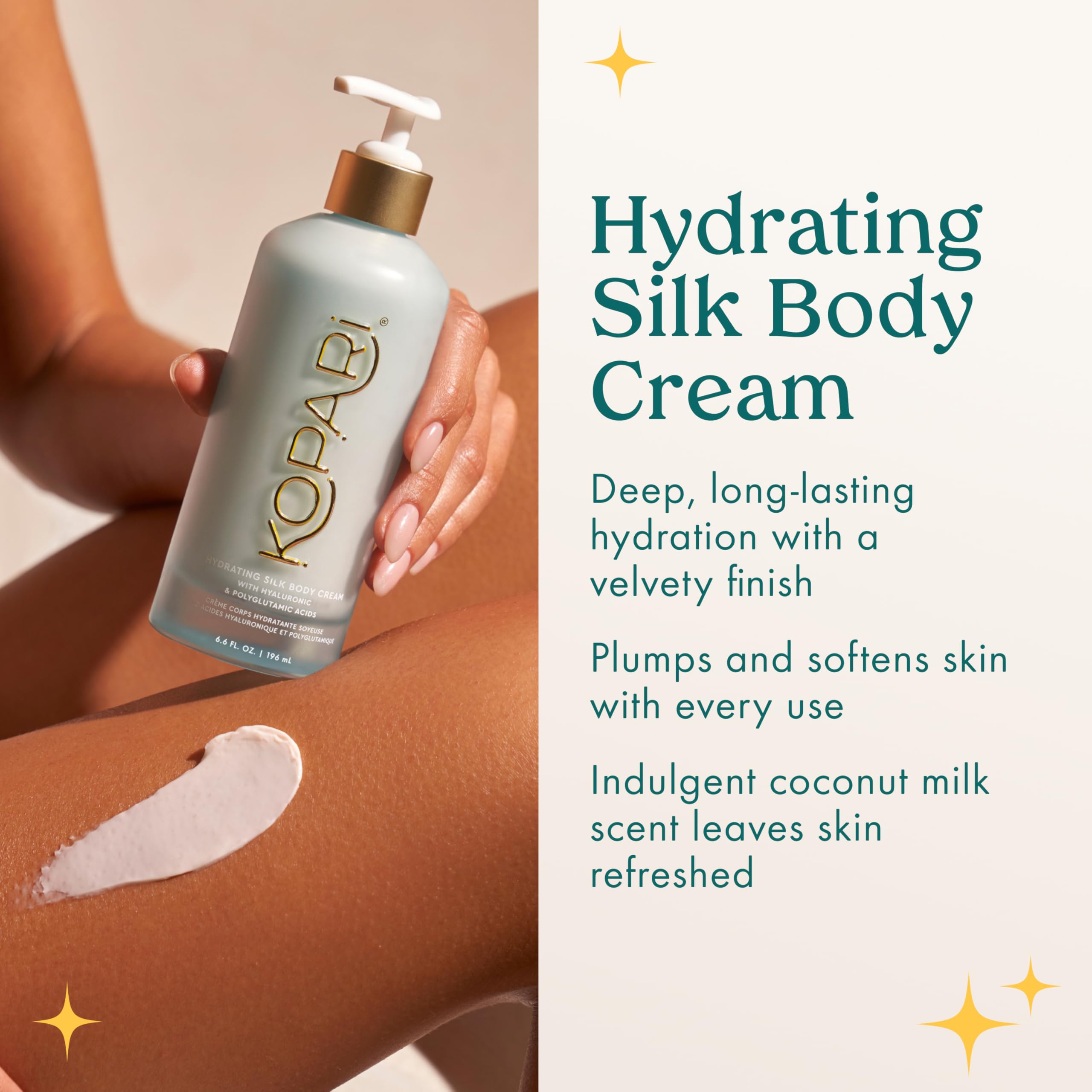 Kopari Crème Hydratante avec acide hyaluronique et acide polyglutamique pour peau repulpée.