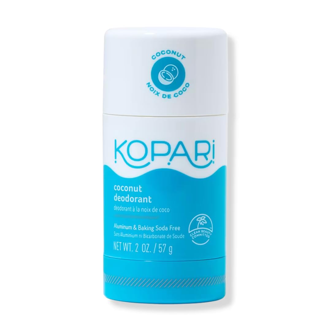 Kopari desodorante de coco sin aluminio en botella de 59 ml para uso diario y frescura duradera.