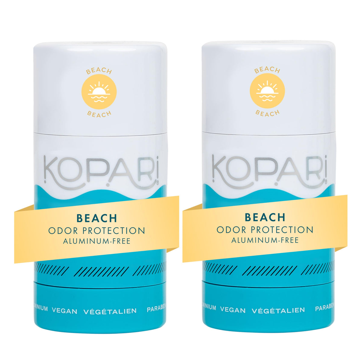 Kopari desodorante coco sin aluminio, empaque compacto para viaje diario.