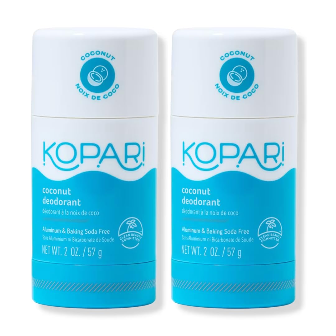 Kopari Desodorante sin aluminio Original 2 Pack frente, protección suave todo el día.
