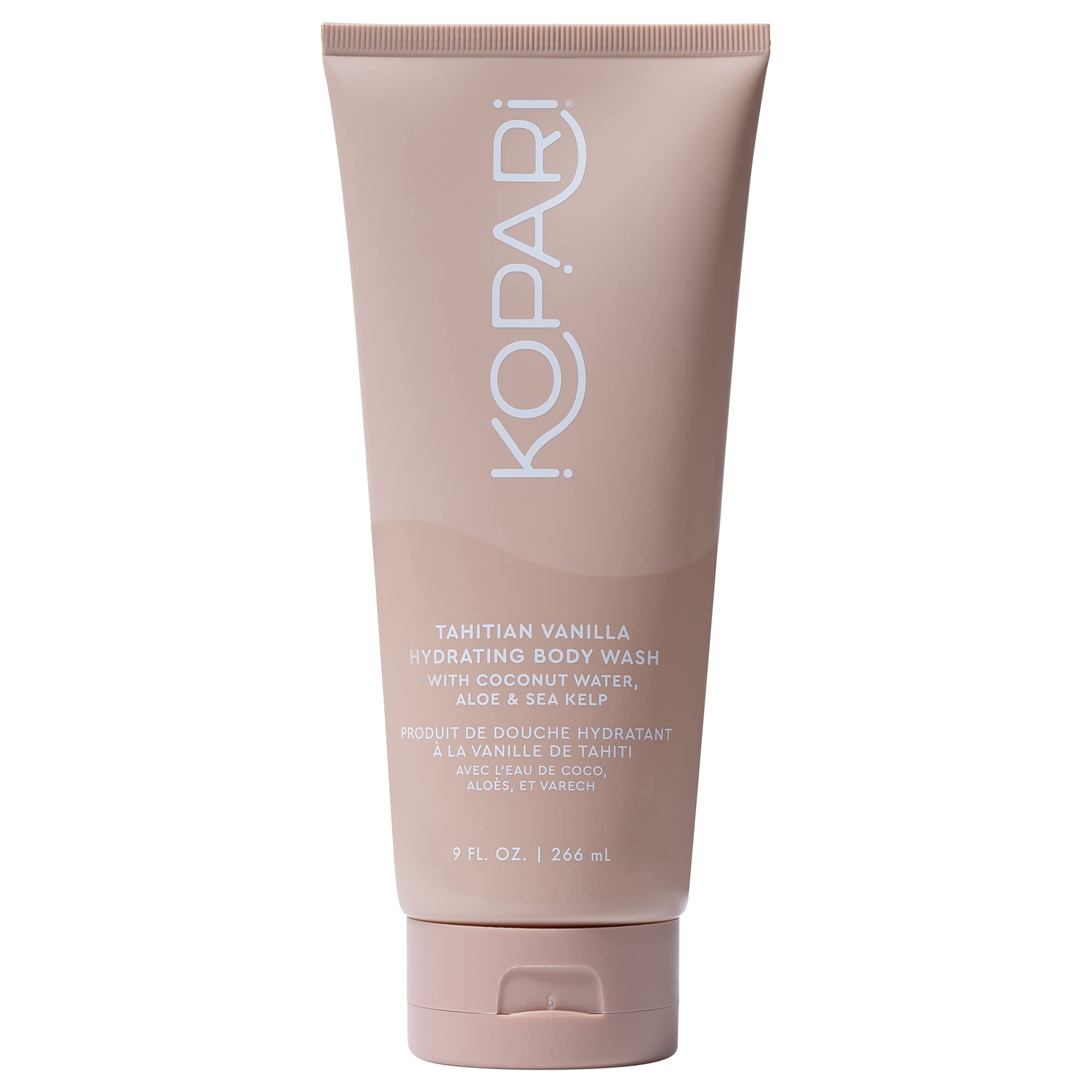 Kopari gel hidratante con agua de coco para una piel suave después de la ducha.