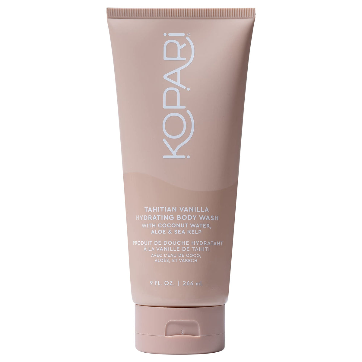Kopari gel hidratante con agua de coco para una piel suave después de la ducha.