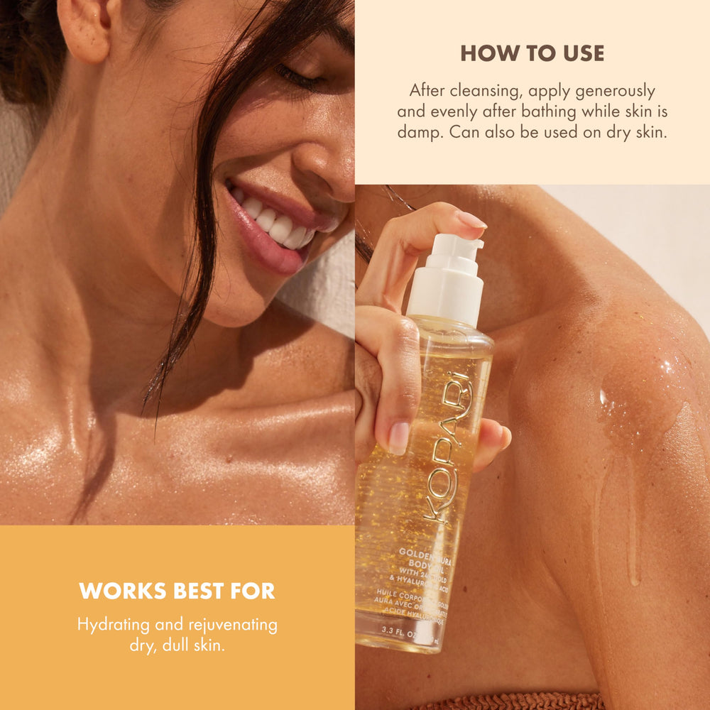 Kopari Golden Aura Brillo Radiante: piel nutrida y aspecto luminoso.