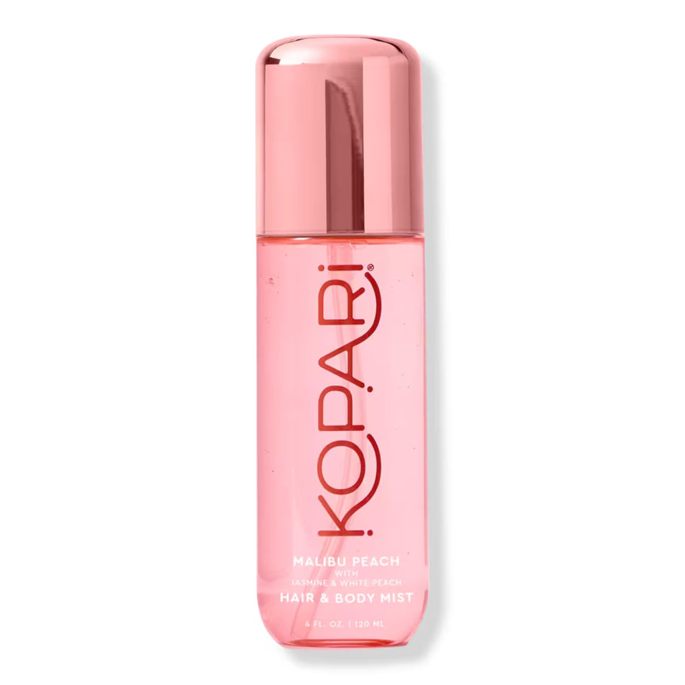 Kopari Bruma para Cabello y Piel Malibu Peach, botella 4 oz, aroma tropical duradero