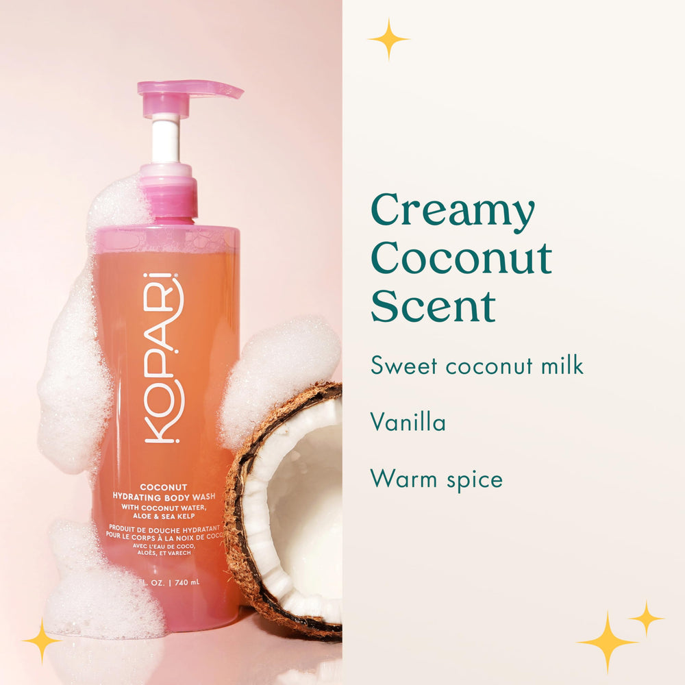 Kopari Jumbo Ducha Coco: aroma suave de coco y vainilla natural.