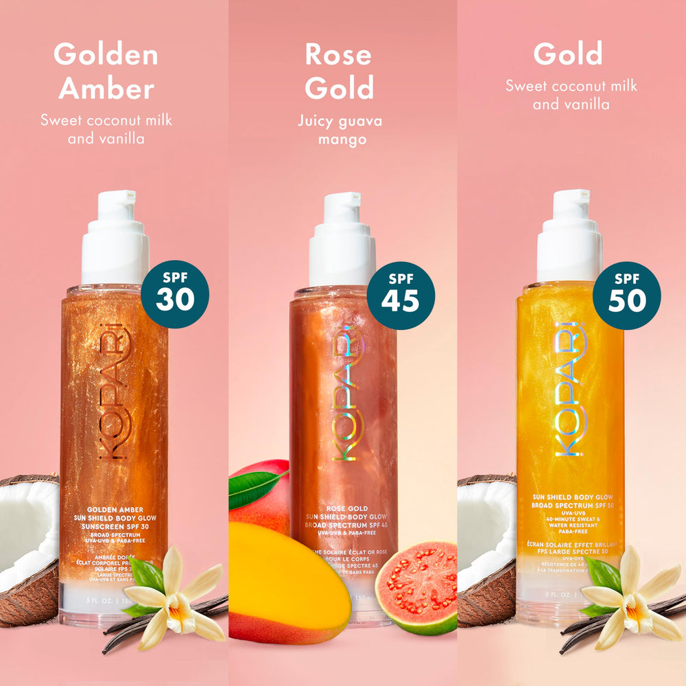 Aroma dulce a coco de Kopari Sun Shield Body Glow en contacto con la piel