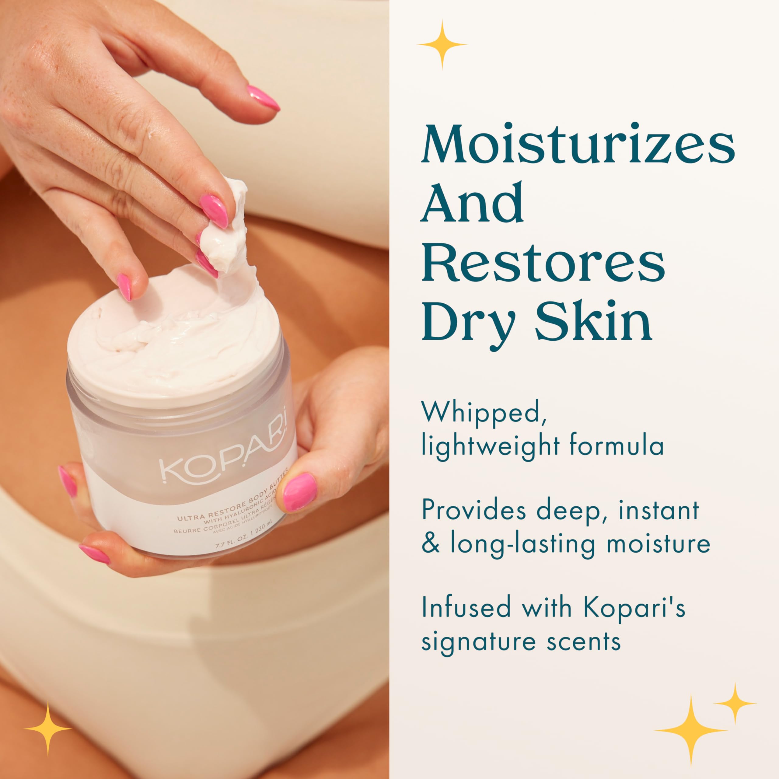 Kopari Ultra Restore Manteca de mango: nutrientes omega para piel suave.
