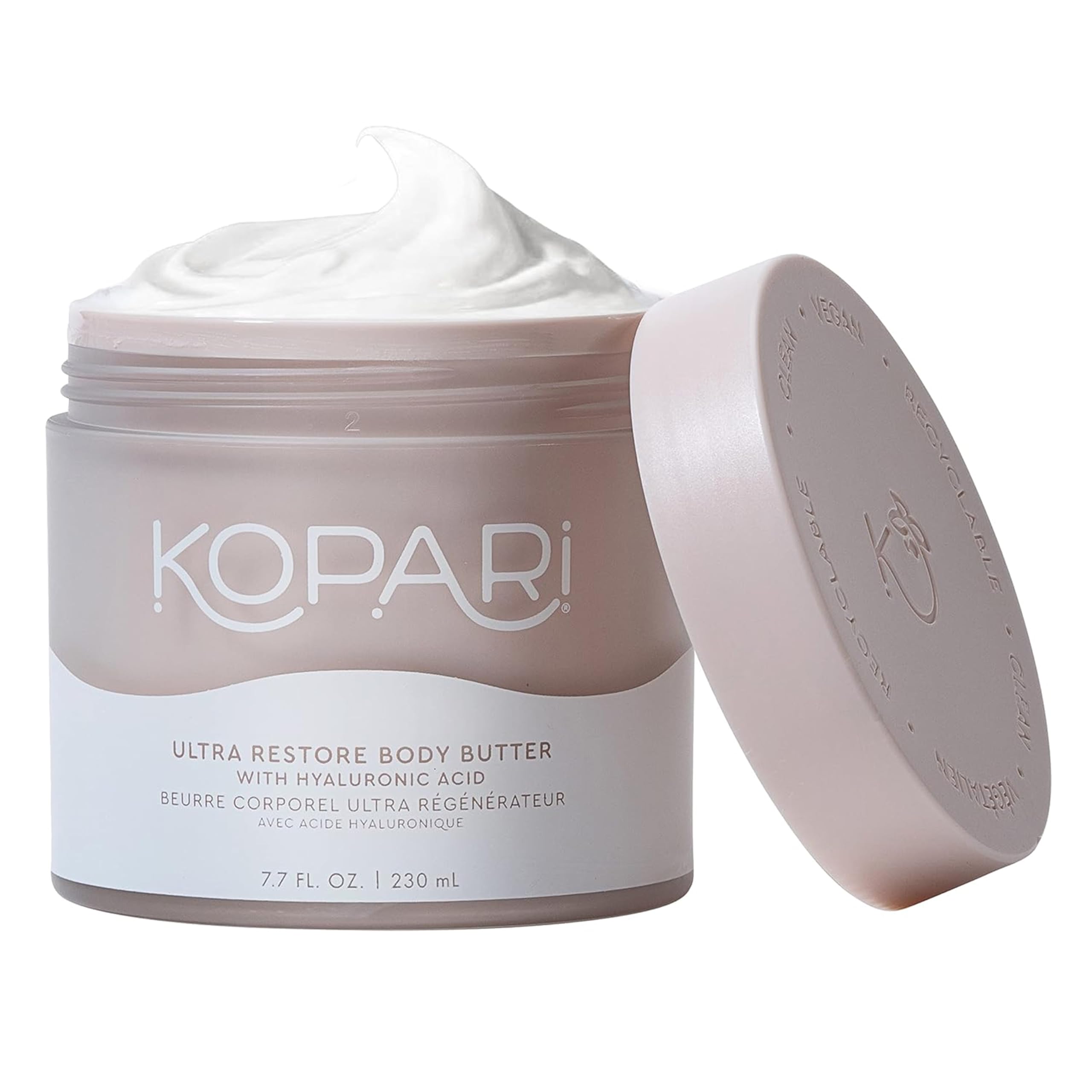 Kopari Ultra Restore Mantequilla Corporal: textura batida ligera para hidratación inmediata.