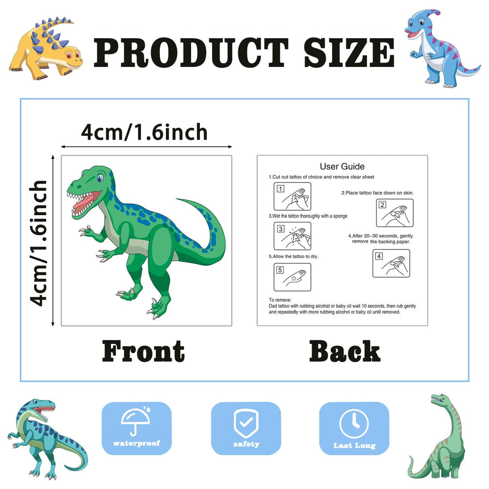 Kopokita tatuajes dinosaurios, perfectos para fiestas infantiles y actividades.