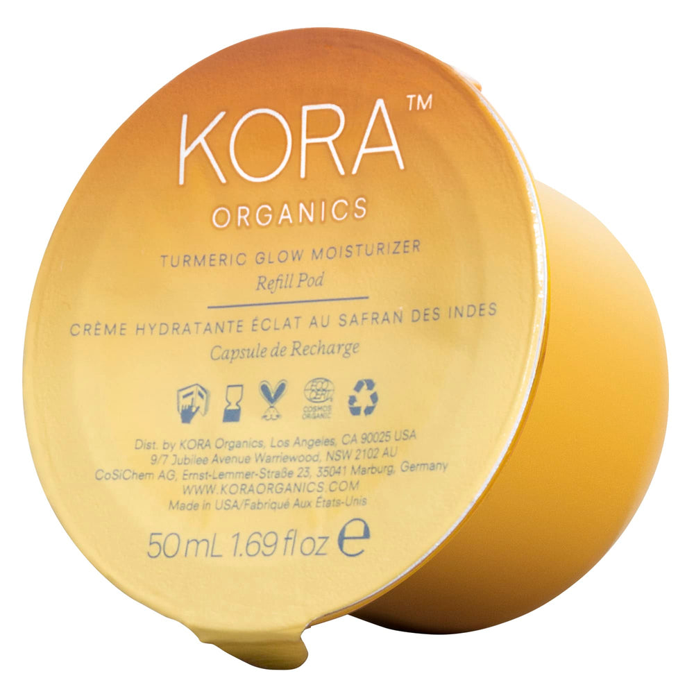 KORA Organics Turmeric Glow crema hidratante en frasco para piel suave y luminosa