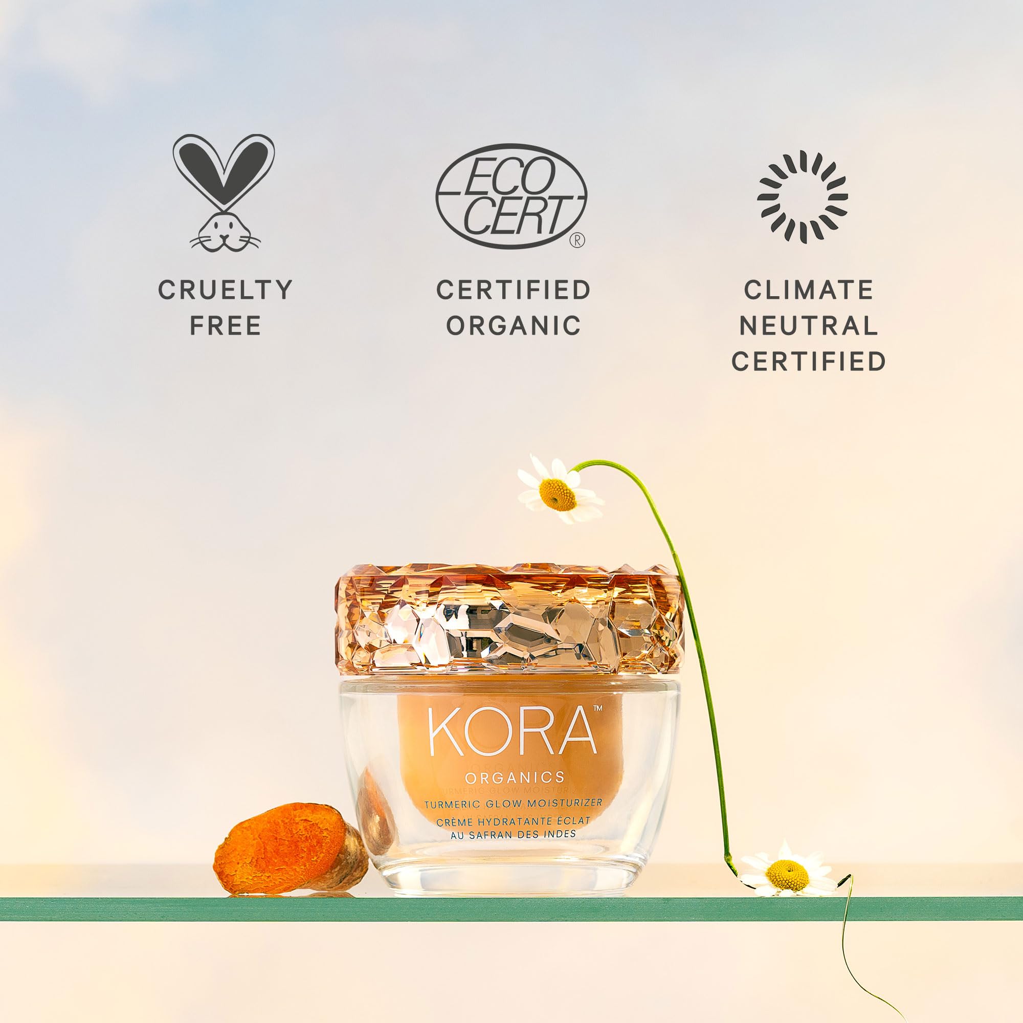 KORA Organics Turmeric Glow envase reciclable y vegano