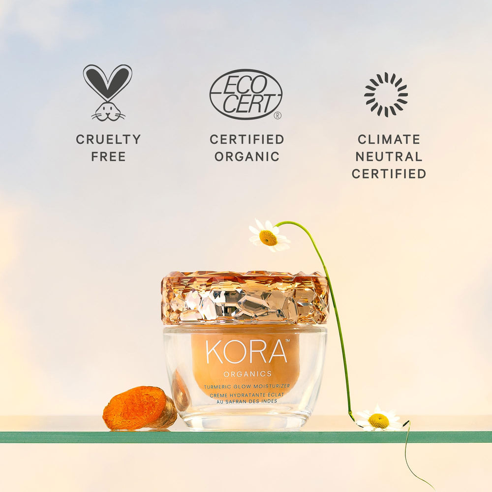 KORA Organics Turmeric Glow envase reciclable y vegano