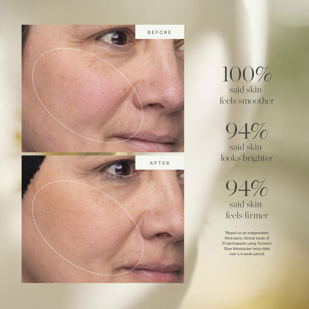 KORA Organics Turmeric Glow Moisturizer, envase recargable: cuidado sostenible con cada recarga.