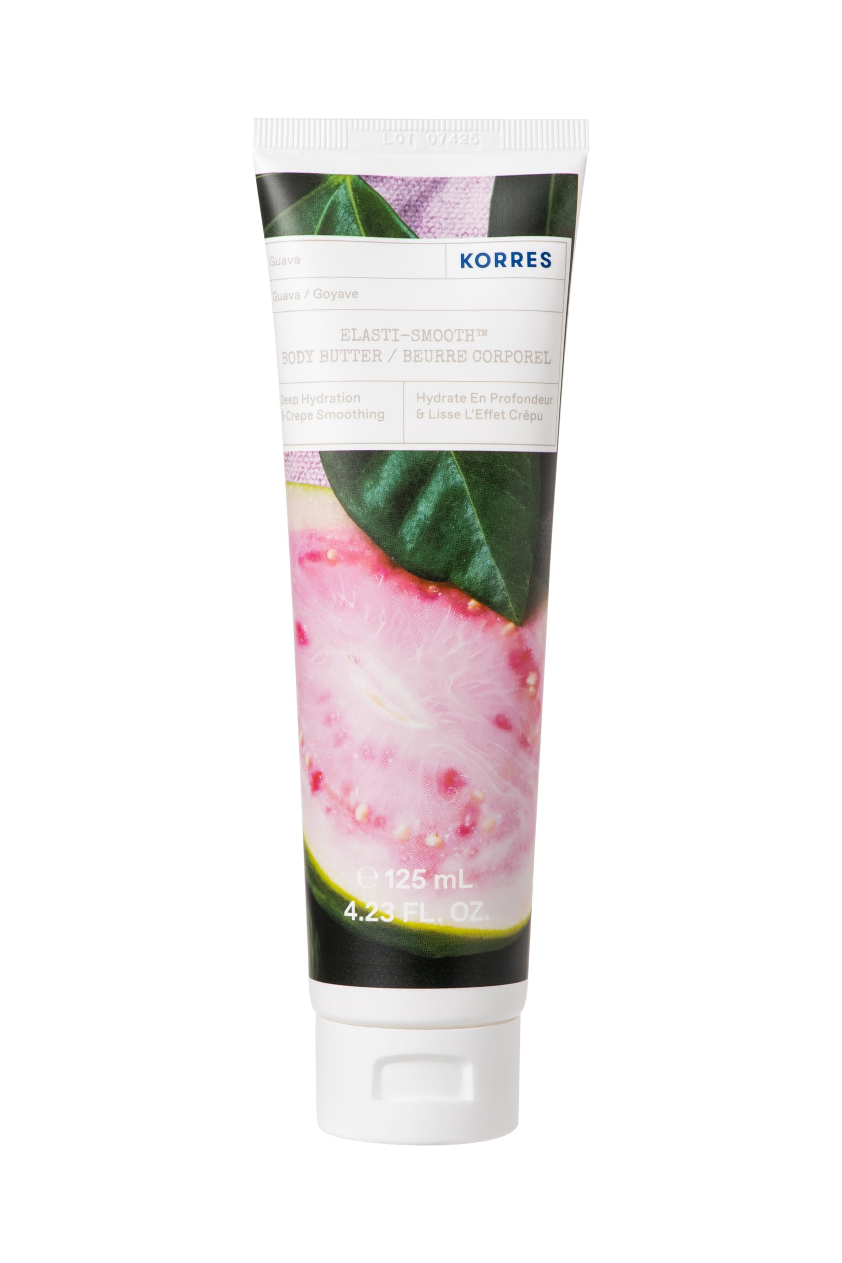 KORRES Elasti-Smooth crema corporal demuestra hidratación profunda para piel suave y elástica.