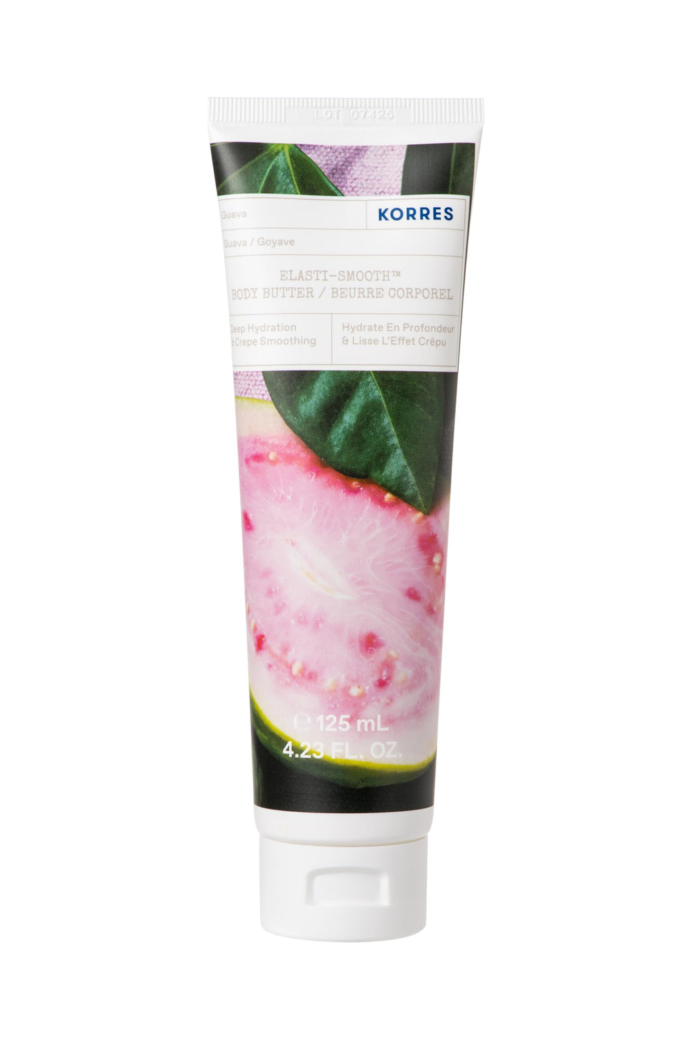 KORRES Elasti-Smooth crema corporal demuestra hidratación profunda para piel suave y elástica.