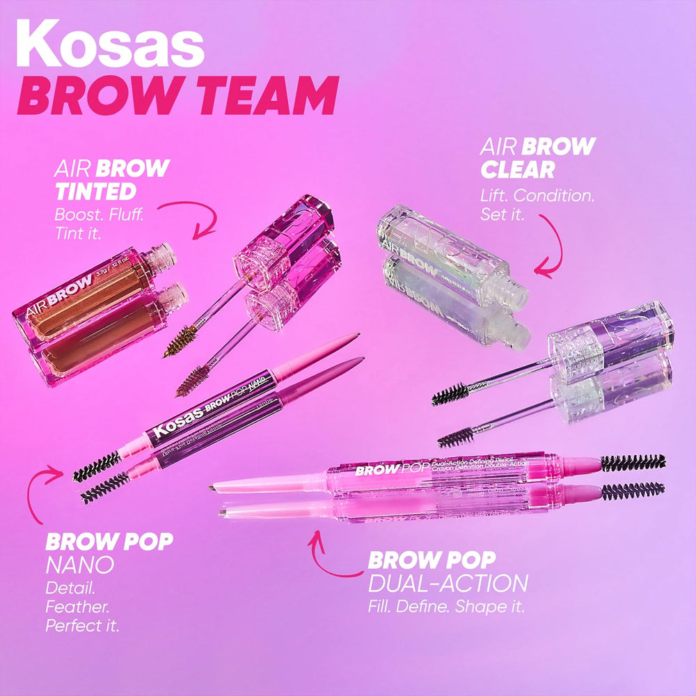 Kosas Air Brow Gel es fórmula limpia y vegana sin fragancia ni silicona.