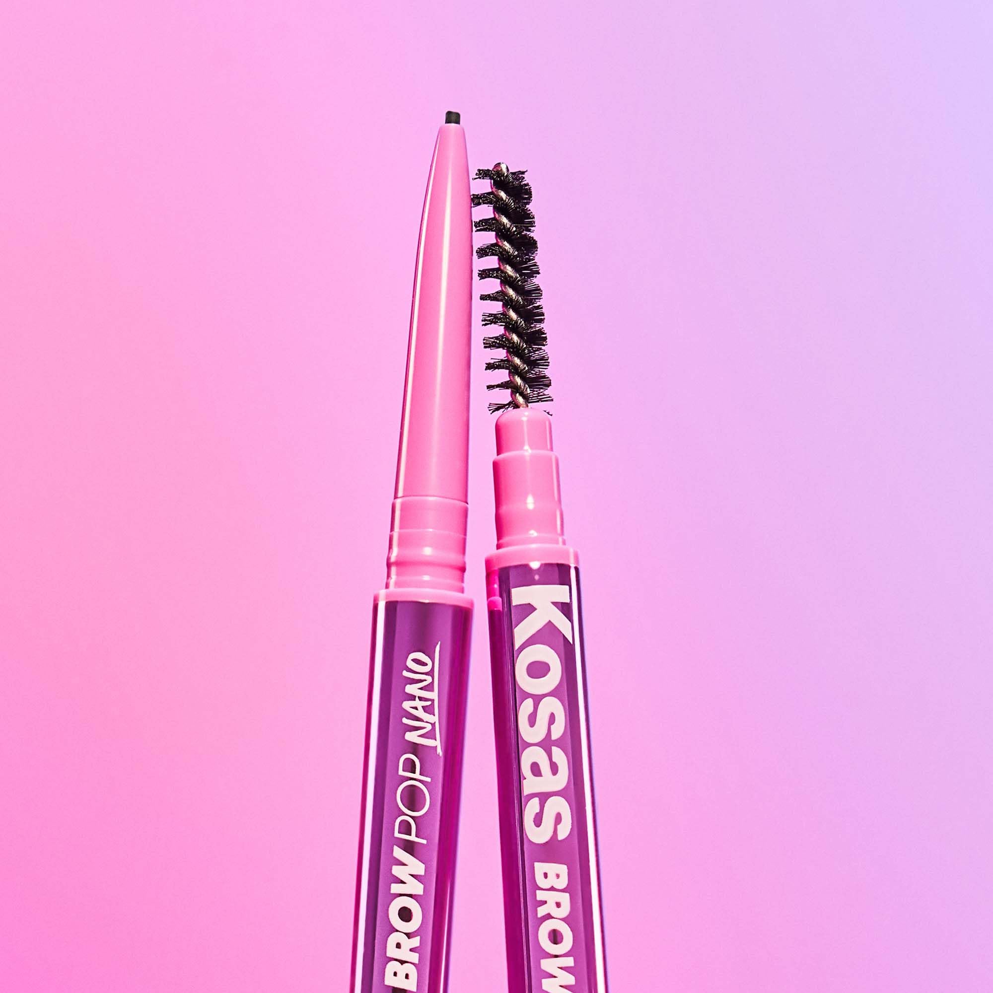 Kosas Brow Pop Nano long-wear test showing smudge-free brows all day.