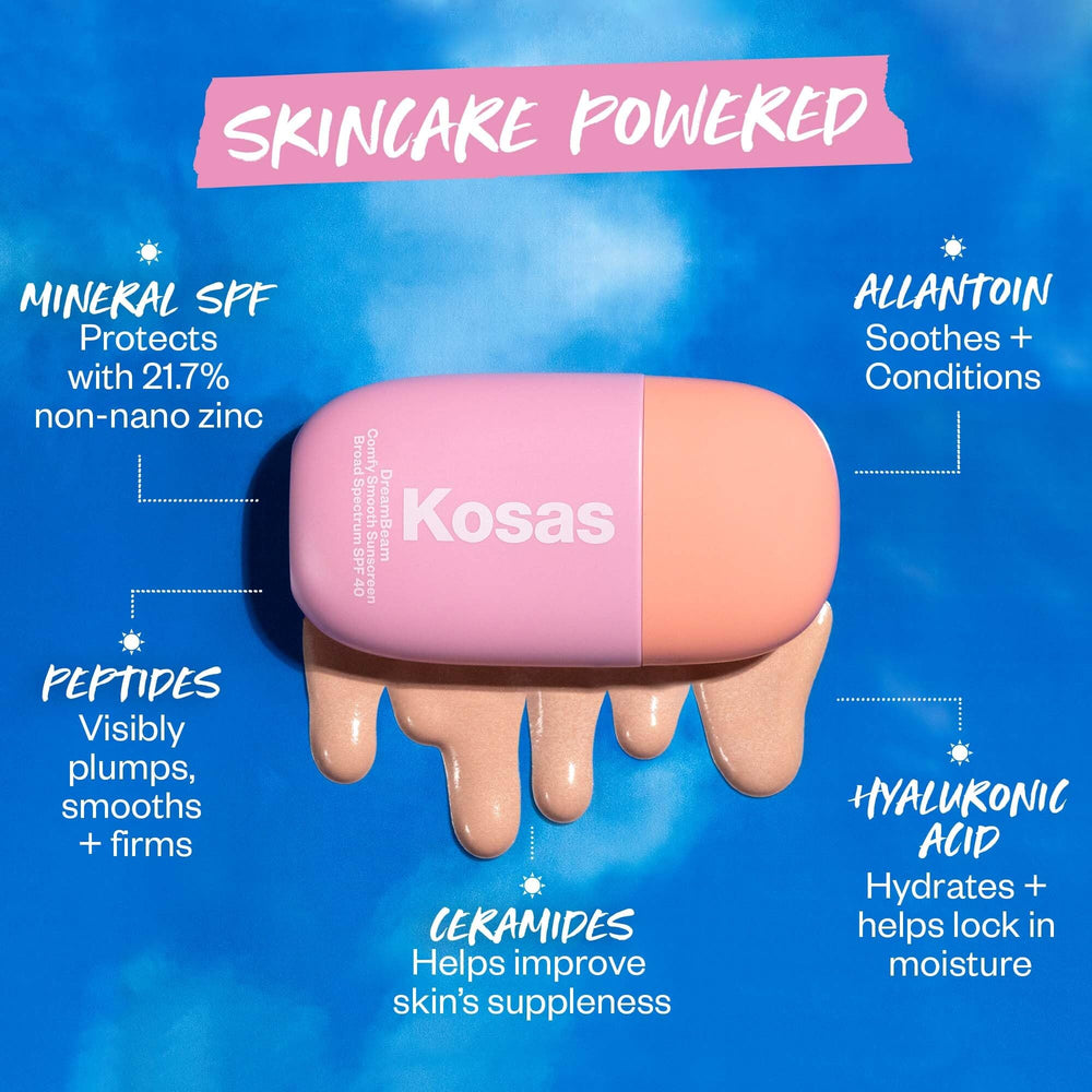 Kosas DreamBeam acabado radiante y sutil para look natural.