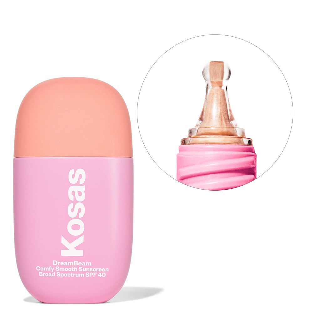 Kosas DreamBeam protege con SPF 40 para piel expuesta e uso diario.