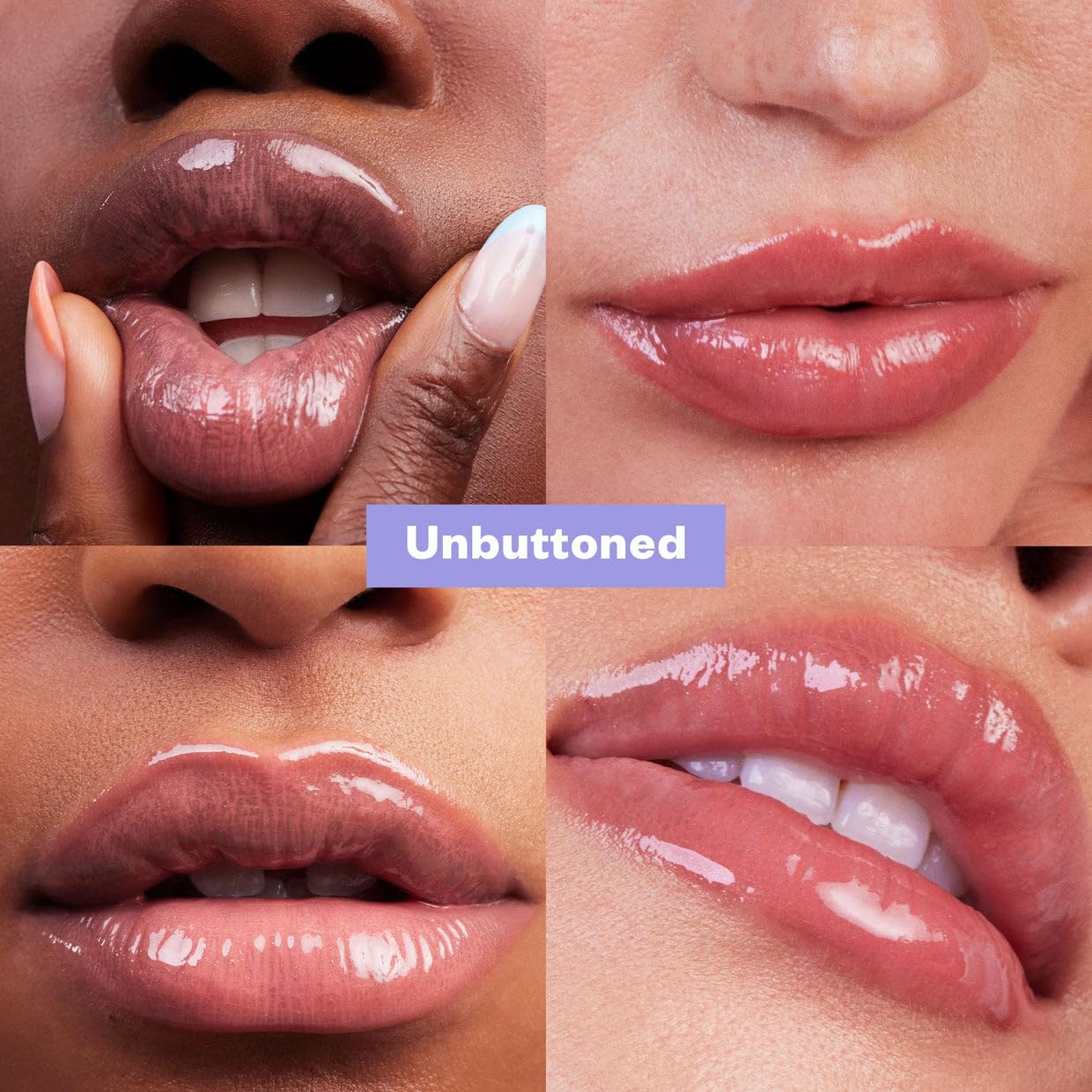 Kosas Wet Lip Oil Gloss sheer color swatch reveals a juicy vinyl finish.