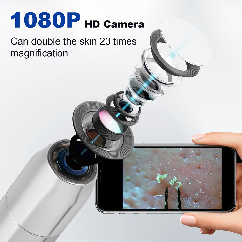 Kosimai ampliacion 30x, camara 1080p: inspección detallada de poros para tratamientos focalizados.