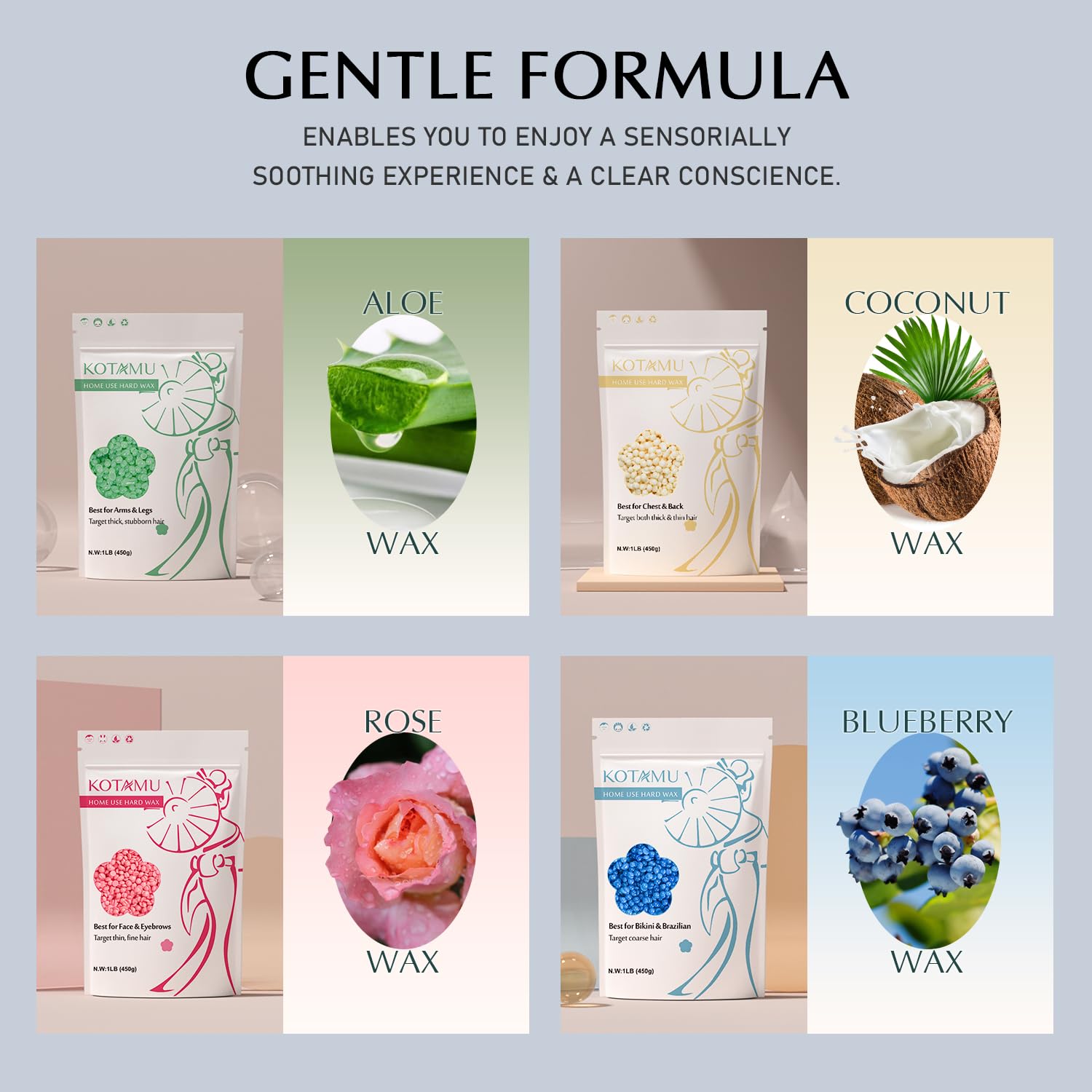 Kotamu kit depilación cuerpo completo para cara, piernas y axilas