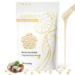 Kotamu perlas cera dura en primer plano para cuerpo, eliminación suave desde la raíz.