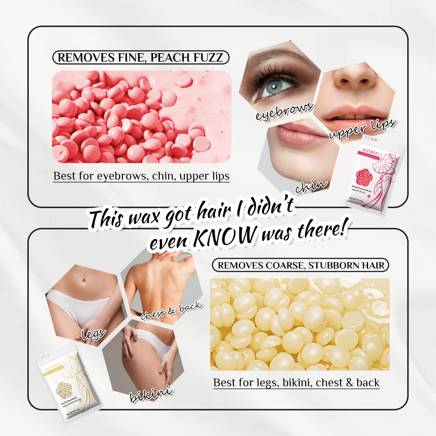 KOTAMU wax kit usable for face, eyebrows, and body waxing at home
