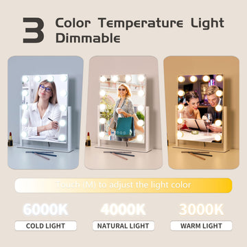 Kotdning espejo maquillaje con 3 colores de iluminación para distintos momentos del día.